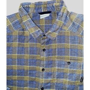 Men’s Columbia Blue/Yellow Plaid Flannel Long Sleeve Shirt XL